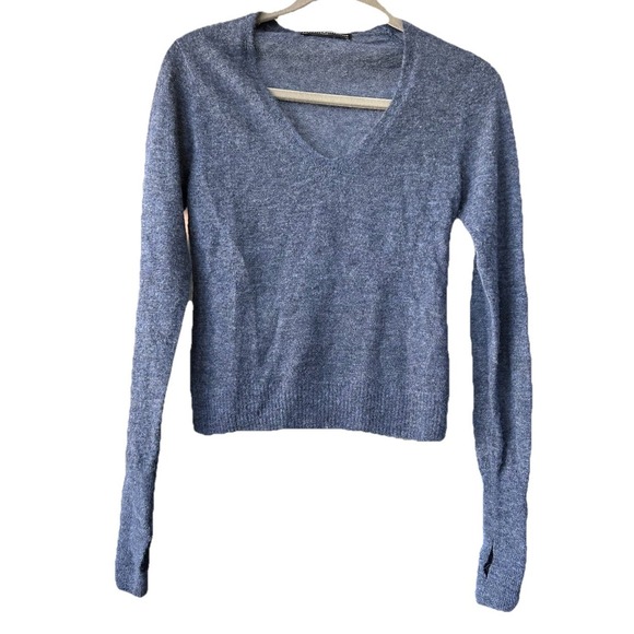 Peruvian Connection Knit Blue Womens Sweater Baby Alpaca Size XS V-Neck Pullover - Picture 1 of 7